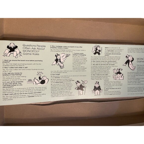 1998 Monopoly Board Game Parker Brothers w/ New Moneybag token Some Parts Unused - Picture 16 of 16